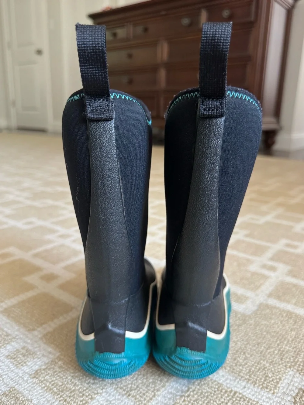 Muck Boot Company Kids Hale Rubber Rain Boots Waterproof Black Teal US 12